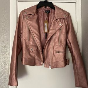 Faux Pink Leather Jacket, NWT